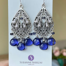 Load image into Gallery viewer, Gilded Age Iolite Chandelier Earrings
