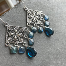 Load image into Gallery viewer, London Blue Mystic Kyanite Chandelier Earrings