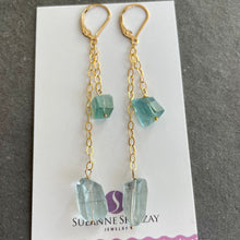Load image into Gallery viewer, Aquamarine Nugget Earrings, OOAK, leverback