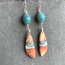 Load image into Gallery viewer, Maligano Jasper and Aqua Milky Quartz Earrings, OOAK