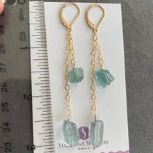 Load image into Gallery viewer, Aquamarine Nugget Earrings, OOAK, leverback