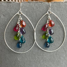 Load image into Gallery viewer, Jewel Tones Rainbow Hoop Earrings