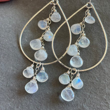 Load image into Gallery viewer, Double Decker Moonstone Teardrop hoops
