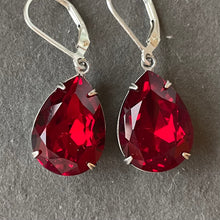 Load image into Gallery viewer, Viva Magenta SILVER luscious Color of the year 2023 Leverback Dangles, Mixed Metals