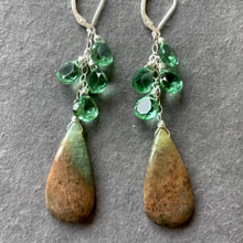 Load image into Gallery viewer, Moroccan Seam Agate and Quartz earrings , OOAK