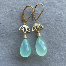 Load image into Gallery viewer, Lotus Flower Chalcedony Dangles