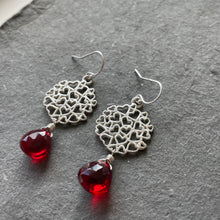 Load image into Gallery viewer, Viva Magenta Quartz Heart Earrings