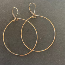 Load image into Gallery viewer, Skinny Hammered Hoop Earrings in 14K Gold Filled, Size: 50mm, 2", Metal choices