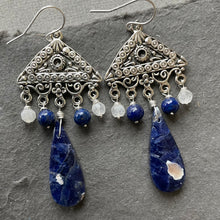 Load image into Gallery viewer, Sodalite Chandelier Earrings, OOAK