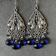 Load image into Gallery viewer, Gilded Age Iolite Chandelier Earrings