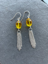 Load image into Gallery viewer, Yellow Tassel earrings, OOAK