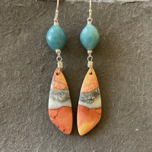 Load image into Gallery viewer, Maligano Jasper and Aqua Milky Quartz Earrings, OOAK