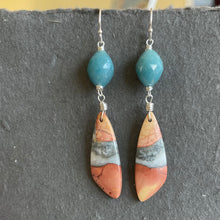 Load image into Gallery viewer, Maligano Jasper and Aqua Milky Quartz Earrings, OOAK