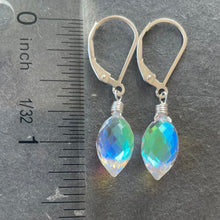 Load image into Gallery viewer, Fire Rainbow Moonstone Dewdrop Dangles, metal choices