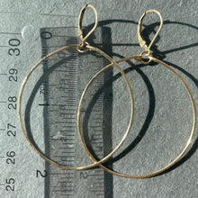 Load image into Gallery viewer, Skinny Hammered Hoop Earrings in 14K Gold Filled, Size: 50mm, 2", Metal choices