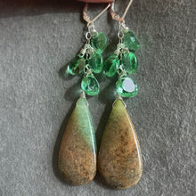 Load image into Gallery viewer, Moroccan Seam Agate and Quartz earrings , OOAK