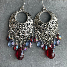 Load image into Gallery viewer, Ipanema Statement Chandelier Earrings, Garnet