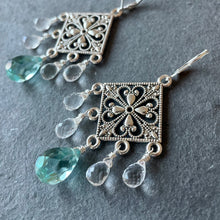 Load image into Gallery viewer, Blue Ice Chandelier Earrings, 2 week backorder