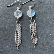 Load image into Gallery viewer, Moonstone Tassel earrings, OOAK