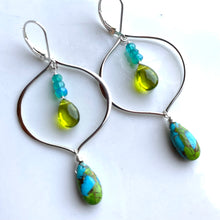Load image into Gallery viewer, Paraiba Opal and Turquoise Sofia Hoop Earrings, OOAK, no1
