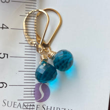 Load image into Gallery viewer, Paraiba Blue Onion Dangle Earrings, earwire and Metal Options