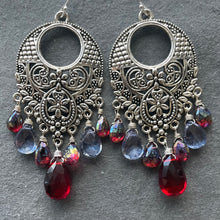 Load image into Gallery viewer, Ipanema Statement Chandelier Earrings, Garnet
