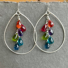 Load image into Gallery viewer, Jewel Tones Rainbow Hoop Earrings