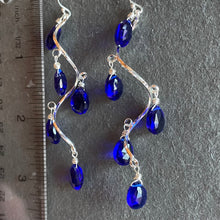 Load image into Gallery viewer, Electric Blue Spiral Silver Dangles
