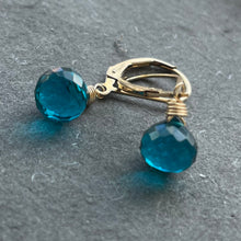 Load image into Gallery viewer, Paraiba Blue Onion Dangle Earrings, earwire and Metal Options