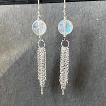 Load image into Gallery viewer, Moonstone Tassel earrings, OOAK