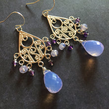 Load image into Gallery viewer, Glowing Scorolite and Amethyst Chandeliers