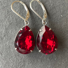 Load image into Gallery viewer, Viva Magenta SILVER luscious Color of the year 2023 Leverback Dangles, Mixed Metals
