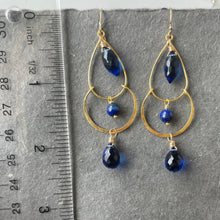 Load image into Gallery viewer, Cobalt Sapphire blue Double Hoops, metal choices