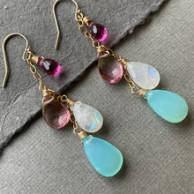 Load image into Gallery viewer, Chalcedony and Moonstone Cascade Earrings