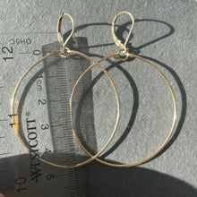 Load image into Gallery viewer, Skinny Hammered Hoop Earrings in 14K Gold Filled, Size: 50mm, 2", Metal choices