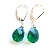 Load image into Gallery viewer, Emerald Green Pear Cut Earrings
