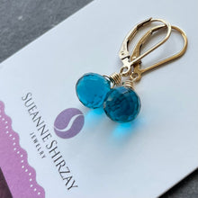 Load image into Gallery viewer, Paraiba Blue Onion Dangle Earrings, earwire and Metal Options