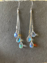 Load image into Gallery viewer, Dripping with Fire Rainbow Moonstone Teardrop Dangles, Earwire and metal choices