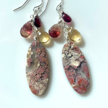 Load image into Gallery viewer, Colorful Moss Agate Cascade Oval Earrings OOAK