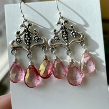 Load image into Gallery viewer, You must be royalty, Mystic Pink Flourish Chandelier Earrings