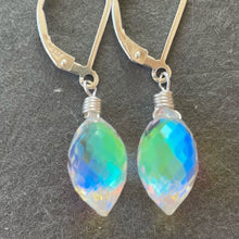 Load image into Gallery viewer, Fire Rainbow Moonstone Dewdrop Dangles, metal choices
