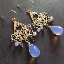 Load image into Gallery viewer, Glowing Scorolite and Amethyst Chandeliers