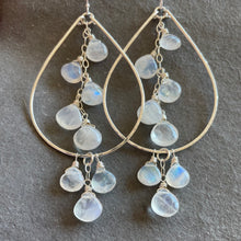 Load image into Gallery viewer, Double Decker Moonstone Teardrop hoops