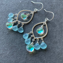 Load image into Gallery viewer, Marquis Fire Rainbow opal and chalcedony chandeliers