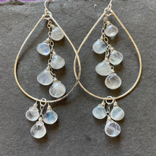 Load image into Gallery viewer, Double Decker Moonstone Teardrop hoops