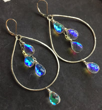 Load image into Gallery viewer, Fire Moonstone Double Decker Hoops, Sterling Silver