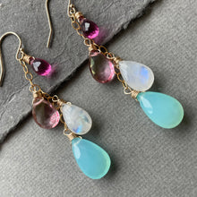 Load image into Gallery viewer, Chalcedony and Moonstone Cascade Earrings