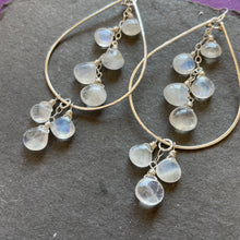 Load image into Gallery viewer, Double Decker Moonstone Teardrop hoops