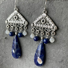Load image into Gallery viewer, Sodalite Chandelier Earrings, OOAK