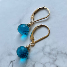 Load image into Gallery viewer, Paraiba Blue Onion Dangle Earrings, earwire and Metal Options